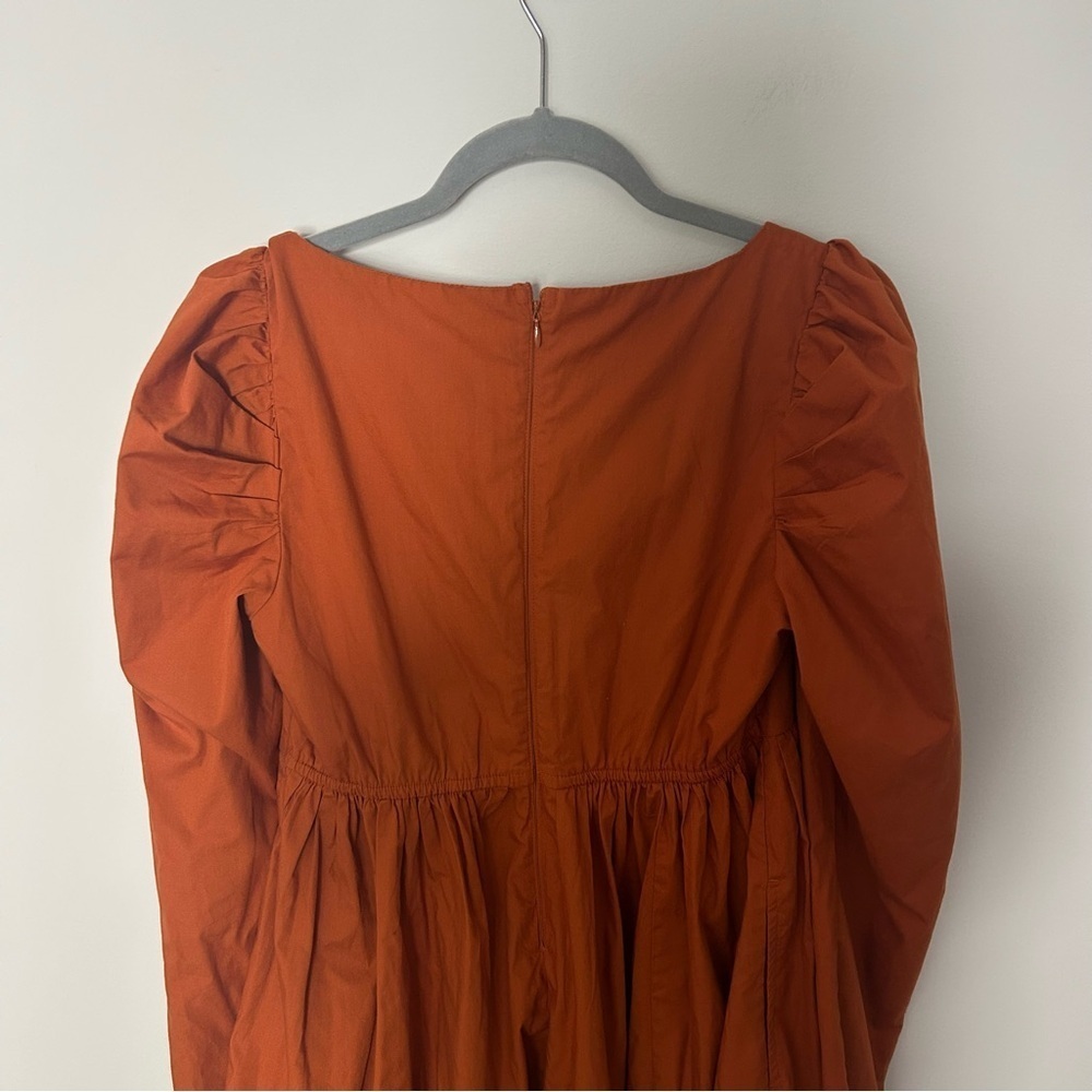 Abercrombie & Fitch Long Sleeve Poplin Babydoll Mini Dress Burnt Orange Medium - Picture 6 of 9